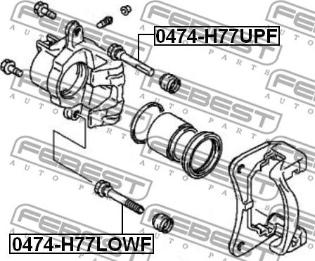 Febest 0474-H77UPF - Направляючий болт, корпус скоби гальма autocars.com.ua