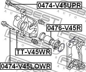 Febest 0474-V45LOWR - Направляючий болт, корпус скоби гальма autocars.com.ua