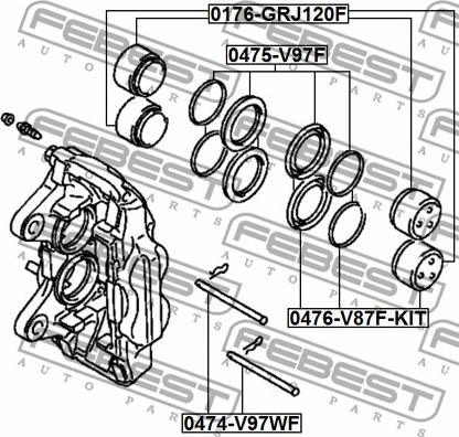 Febest 0475-V97F - РЕМКОМПЛЕКТ СУППОРТА ТОРМОЗНОГО ПЕРЕДНЕГО MITSUBISHI PAJERO IV MONTERO V87W-V97W 2006- FEBEST autodnr.net