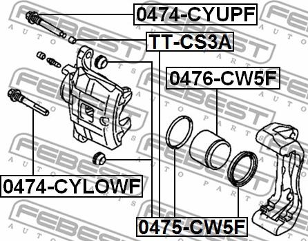 Febest 0475-CW5F - Ремкомплект, гальмівний супорт autocars.com.ua