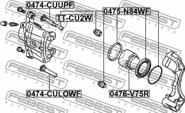 Febest 0475-N84WF - Ремкомплект, гальмівний супорт autocars.com.ua