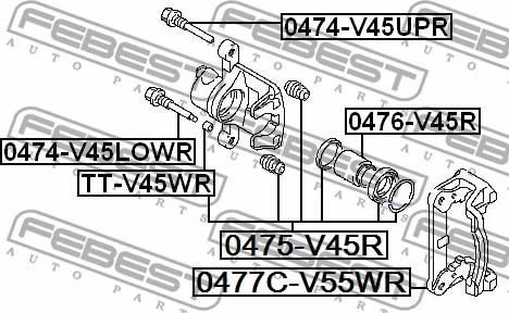 Febest 0475-V45R - Ремкомплект, гальмівний супорт autocars.com.ua