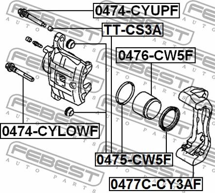 Febest 0477C-CY3AF - Комплект поддержки корпуса скобы тормоза autodnr.net
