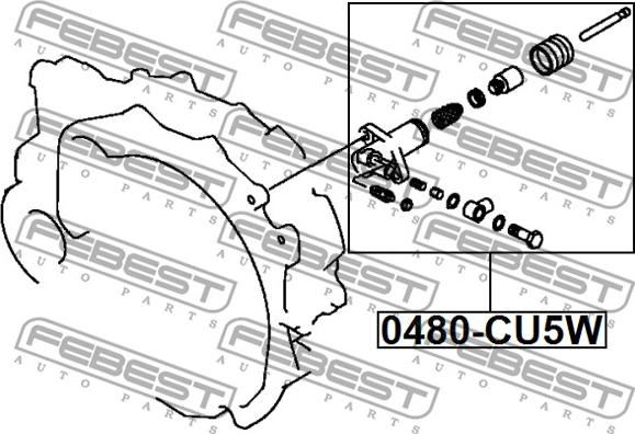 Febest 0480-CU5W - Робочий циліндр, система зчеплення autocars.com.ua