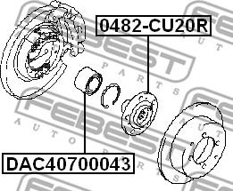 Febest DAC40700043 - Підшипник ступиці колеса autocars.com.ua