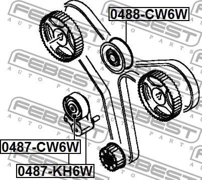 Febest 0487-KH6W - Натяжна ролик, ремінь ГРМ autocars.com.ua