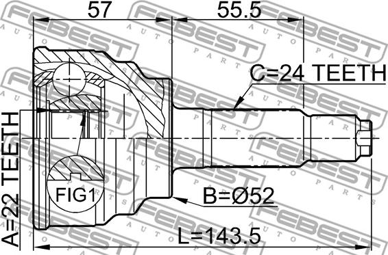 Febest 0510-001 - Шарнірний комплект, ШРУС, приводний вал autocars.com.ua