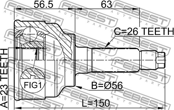 Febest 0510-005 - Шарнірний комплект, ШРУС, приводний вал autocars.com.ua