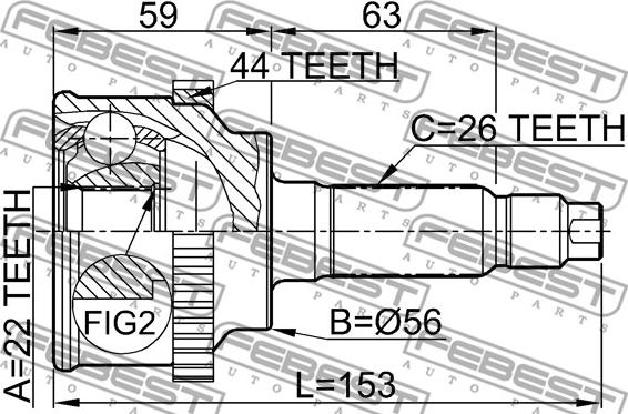 Febest 0510-009A44 - Шарнирный комплект, ШРУС, приводной вал autodnr.net