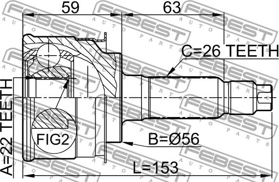 Febest 0510-009 - Шарнірний комплект, ШРУС, приводний вал autocars.com.ua