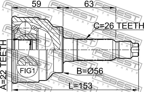 Febest 0510-024 - Шарнірний комплект, ШРУС, приводний вал autocars.com.ua