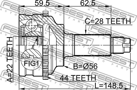 Febest 0510-038A44 - ШРУС autocars.com.ua