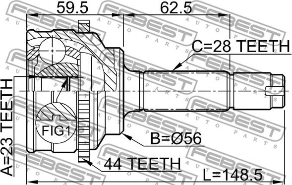 Febest 0510-039A44 - Шарнірний комплект, ШРУС, приводний вал autocars.com.ua