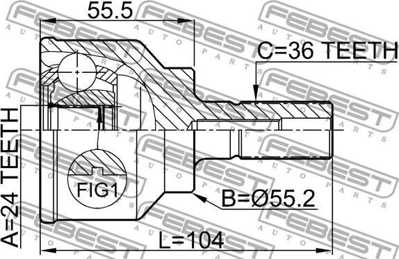 Febest 0510-043 - Шарнірний комплект, ШРУС, приводний вал autocars.com.ua