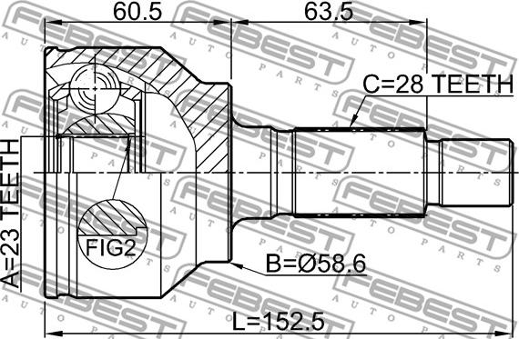 Febest 0510-BLAT - Шарнірний комплект, ШРУС, приводний вал autocars.com.ua