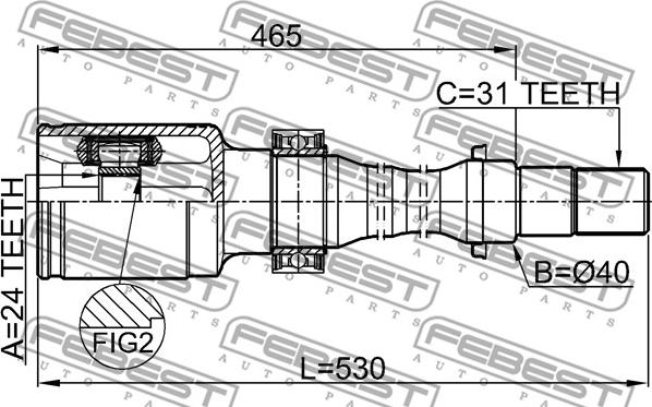 Febest 0511-CX5AT2WDRH - Шарнірний комплект, ШРУС, приводний вал autocars.com.ua