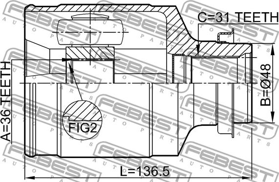 Febest 0511-CX7RH - Шарнірний комплект, ШРУС, приводний вал autocars.com.ua