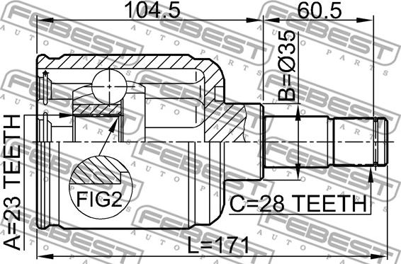 Febest 0511-GEMTLH - Шарнірний комплект, ШРУС, приводний вал autocars.com.ua