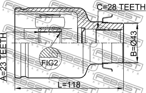 Febest 0511-M320ATRH - Шарнірний комплект, ШРУС, приводний вал autocars.com.ua