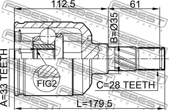 Febest 0511-M6ATLH - Шарнирный комплект, ШРУС, приводной вал avtokuzovplus.com.ua