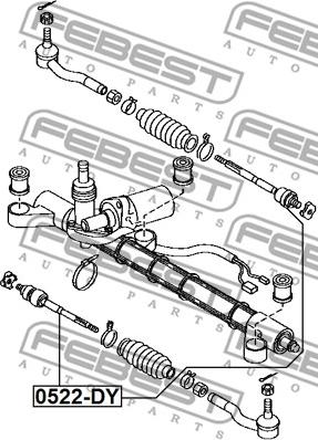 Febest 0522-DY - Осевой шарнир, рулевая тяга avtokuzovplus.com.ua