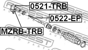 Febest MZRB-TRB - Ремкомплект, наконечник поперечной рулевой тяги autodnr.net