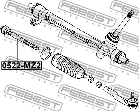 Febest 0522-MZ2 - Осьовий шарнір, рульова тяга autocars.com.ua