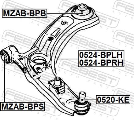 Febest 0524-BPRH - Важіль незалежної підвіски колеса autocars.com.ua