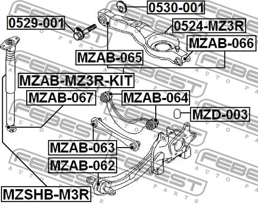 Febest 0524-MZ3R - Рычаг задней подвески MAZDA 3 BK 2003-2008 autodnr.net