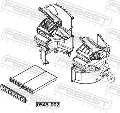 Febest 0543-002 - Фільтр, повітря у внутрішній простір autocars.com.ua