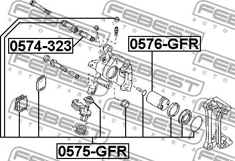 Febest 0574-323 - Направляющий болт, корпус скобы тормоза avtokuzovplus.com.ua