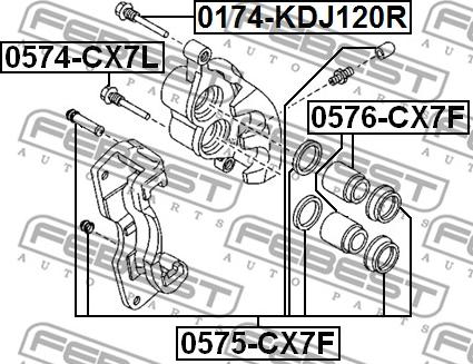 Febest 0574-CX7L - Направляючий болт, корпус скоби гальма autocars.com.ua