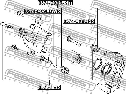 Febest 0574-CX9LOWR - Направляючий болт, корпус скоби гальма autocars.com.ua