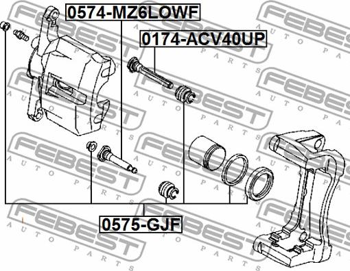 Febest 0574-MZ6LOWF - втулка напрямна супорта гальмівного переднього autocars.com.ua
