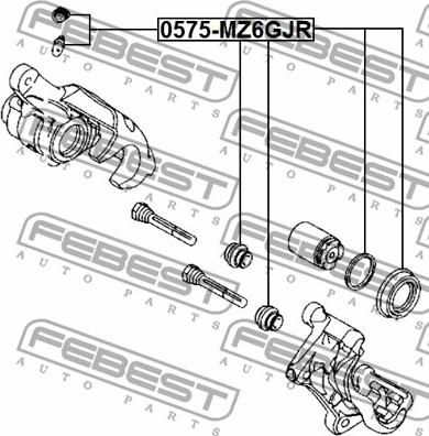 Febest 0575-MZ6GJR - Ремкомплект, гальмівний супорт autocars.com.ua