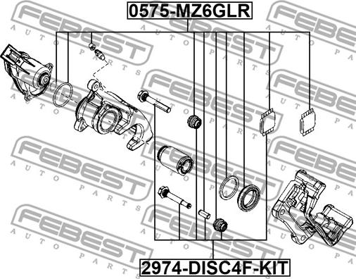 Febest 0575-MZ6GLR - Ремкомплект, тормозной суппорт autodnr.net