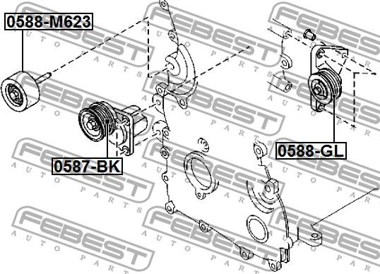 Febest 0588-GL - Паразитний / провідний ролик, поліклиновий ремінь autocars.com.ua