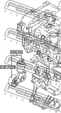 Febest 0590-KE - Натягувач ременя, клинові зуб. autocars.com.ua