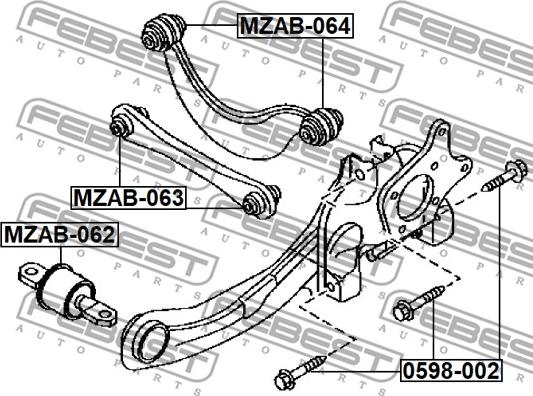 Febest 0598-002 - Болт крепления, рычаг avtokuzovplus.com.ua