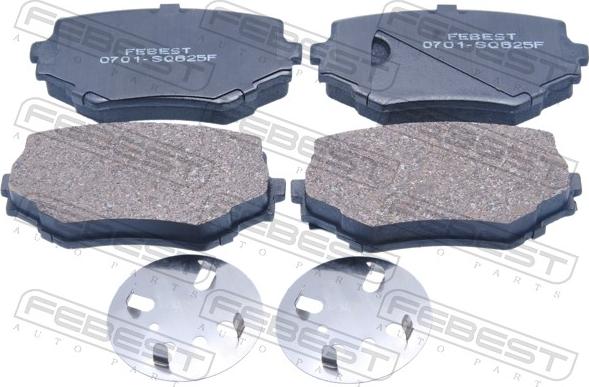Febest 0701-SQ625F - Гальмівні колодки, дискові гальма autocars.com.ua
