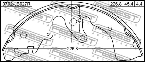 Febest 0702-JB627R - Комплект тормозных колодок, барабанные autodnr.net