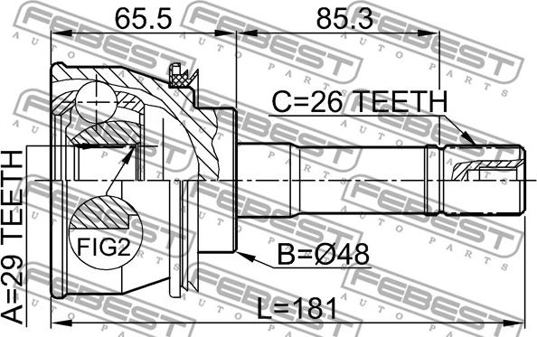 Febest 0710-011 - Шарнірний комплект, ШРУС, приводний вал autocars.com.ua