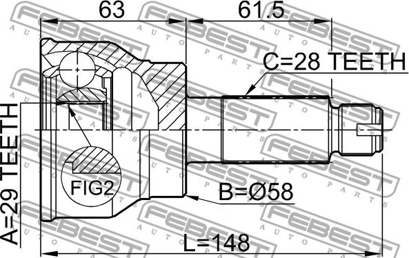 Febest 0710-037 - Шарнірний комплект, ШРУС, приводний вал autocars.com.ua