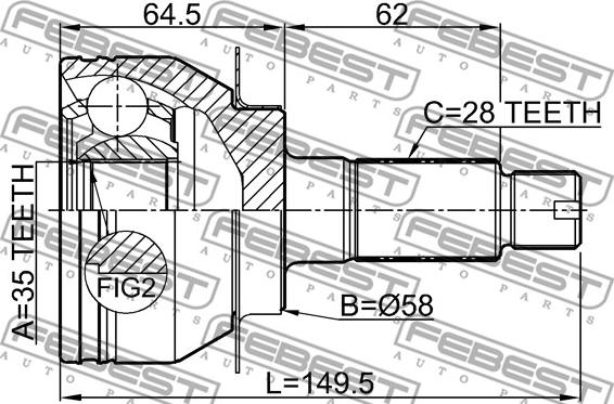 Febest 0710-RW415 - Шарнирный комплект, ШРУС, приводной вал avtokuzovplus.com.ua