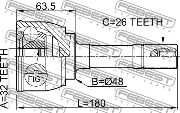 Febest 0710-XL7 - Шарнірний комплект, ШРУС, приводний вал autocars.com.ua