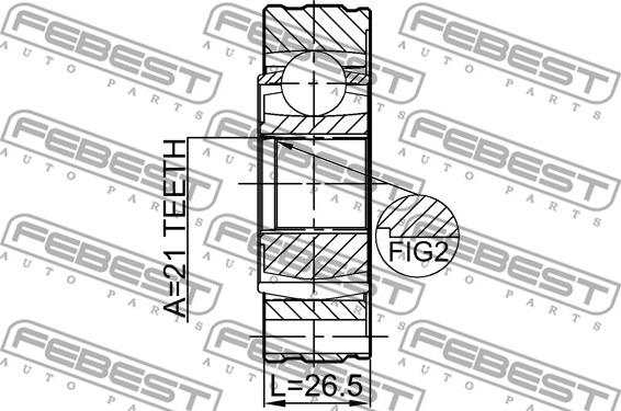 Febest 0711-JB416SHA - Шарнір, поздовжній вал autocars.com.ua