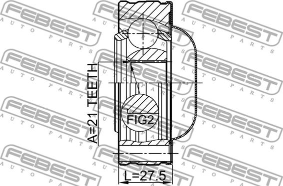 Febest 0711-JB420SHA - Шарнір, поздовжній вал autocars.com.ua