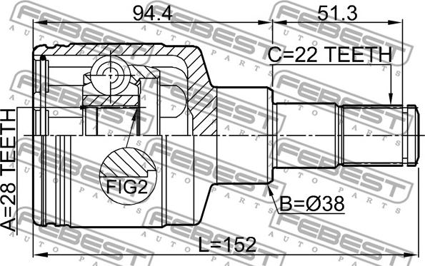 Febest 0711-RM415LH - Шарнірний комплект, ШРУС, приводний вал autocars.com.ua