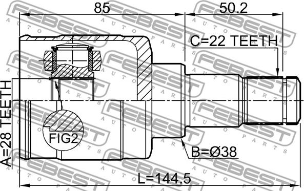 Febest 0711-RS415ATLH - Шарнирный комплект, ШРУС, приводной вал avtokuzovplus.com.ua