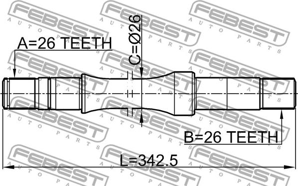 Febest 0712-RH413WD - Привідний вал autocars.com.ua